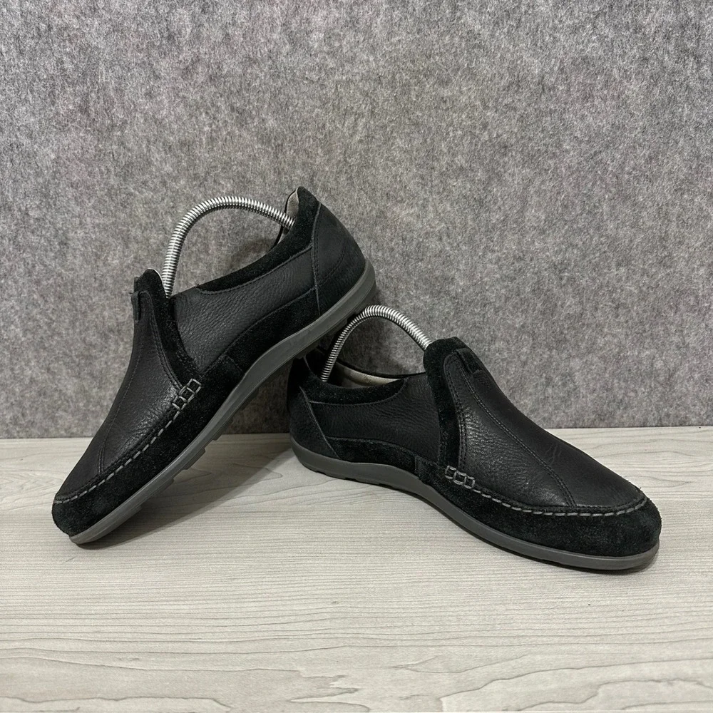 Ecco Cayla Loafers Women 40 US 9-9.5 Black Leather Suede Slip On Comfort Shoes